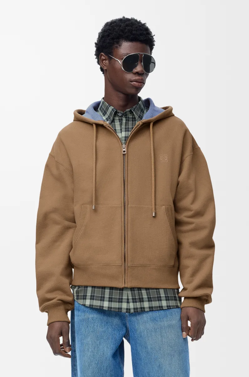 棉质拉链连帽卫衣