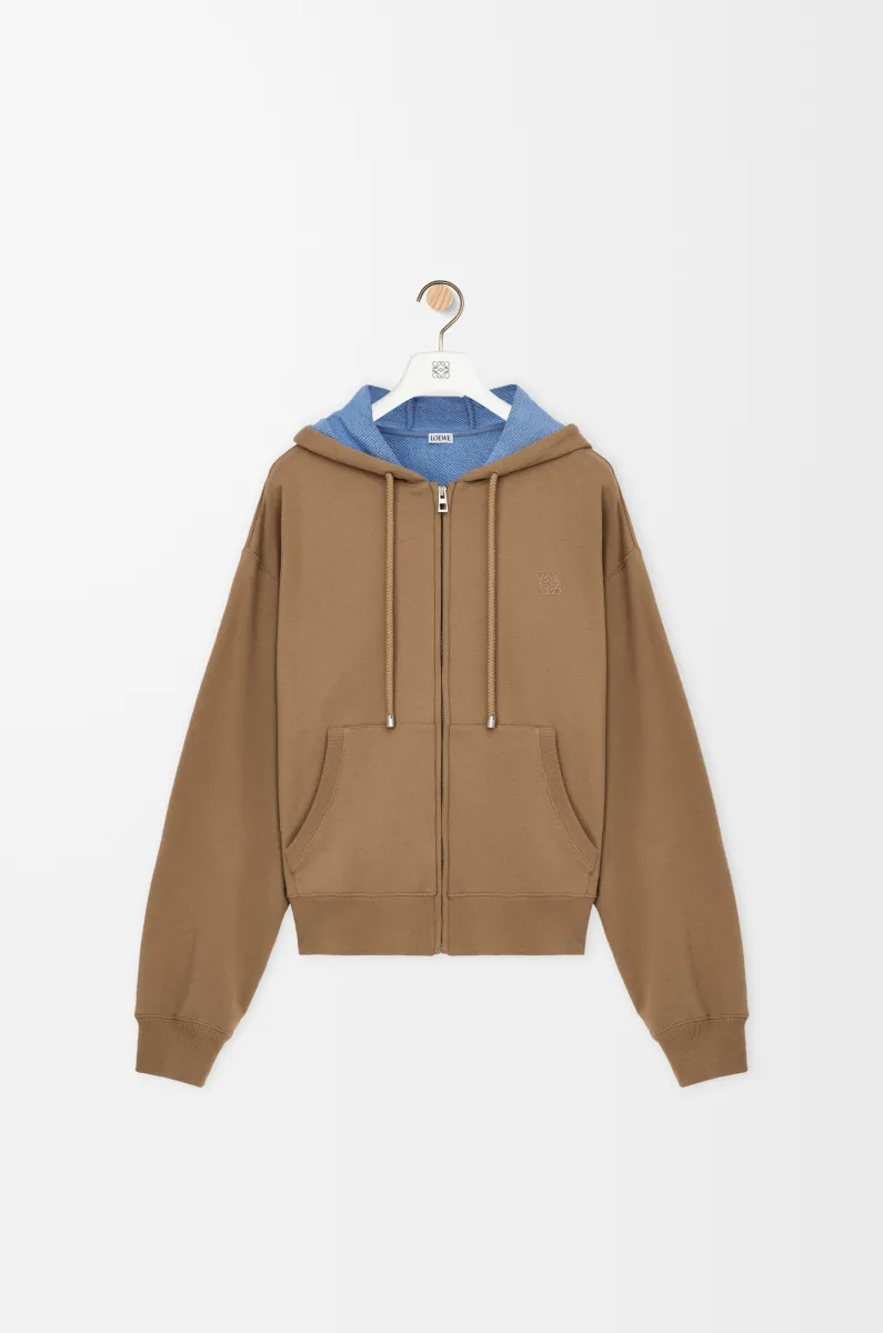 棉质拉链连帽卫衣