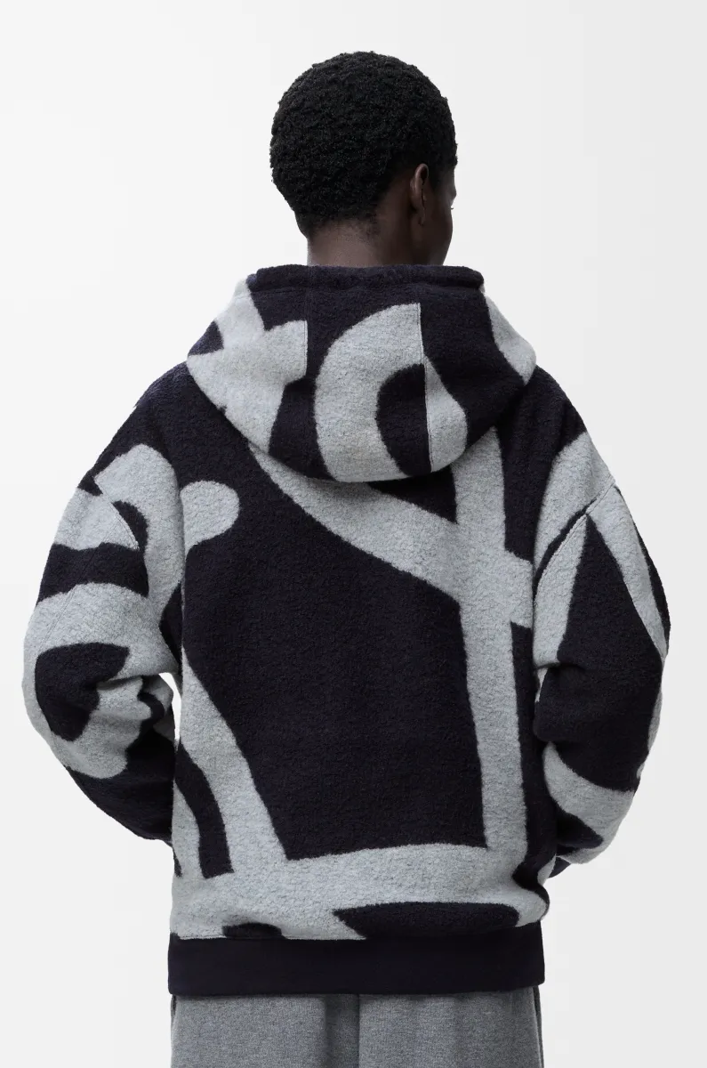 羊毛和棉质拉链连帽卫衣