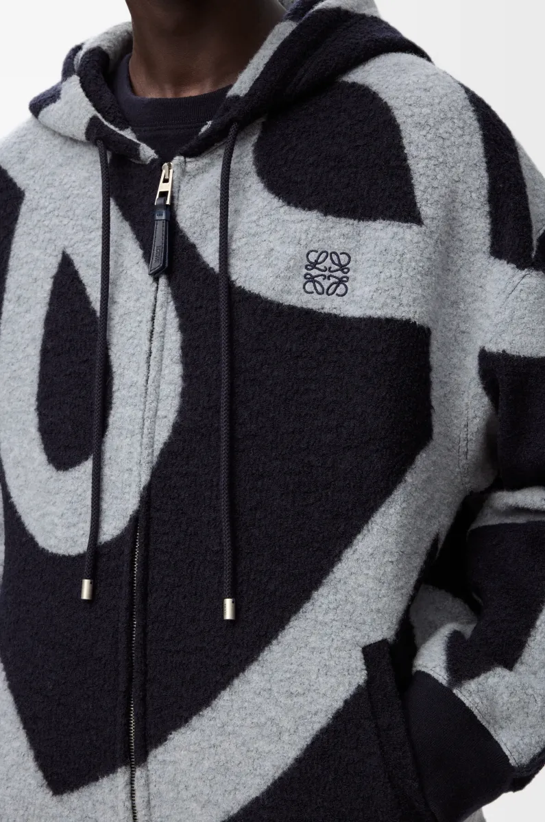 羊毛和棉质拉链连帽卫衣