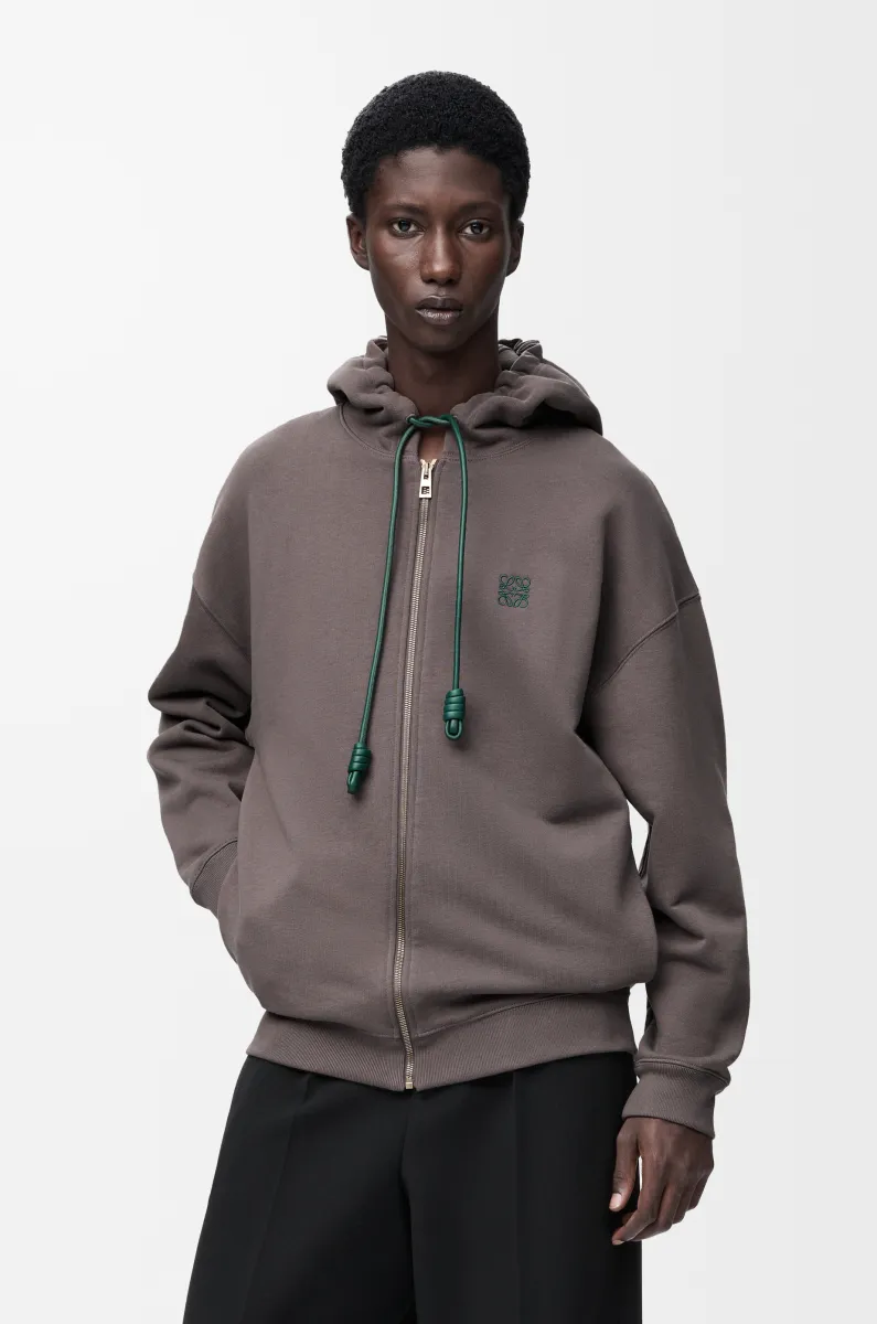 棉质拉链连帽卫衣