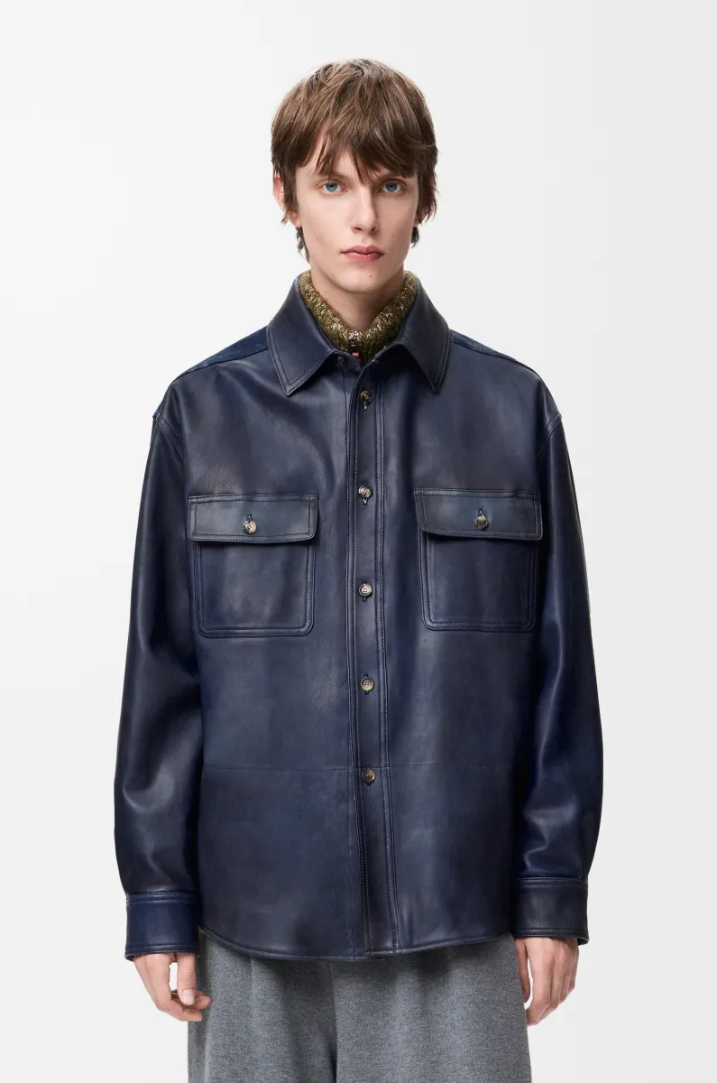 纳帕羊皮革和棉质外套衬衫