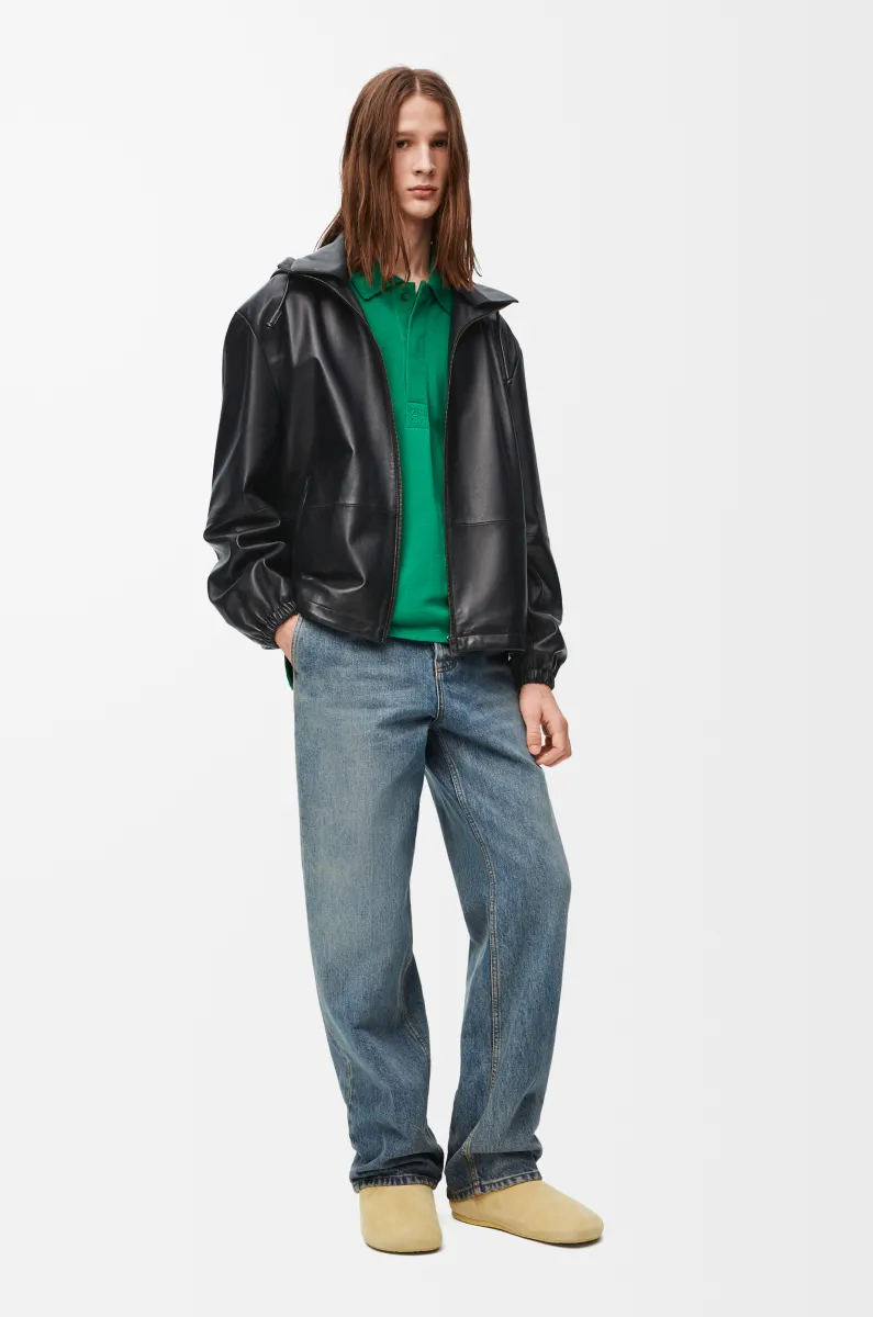 纳帕羊皮革连帽外套