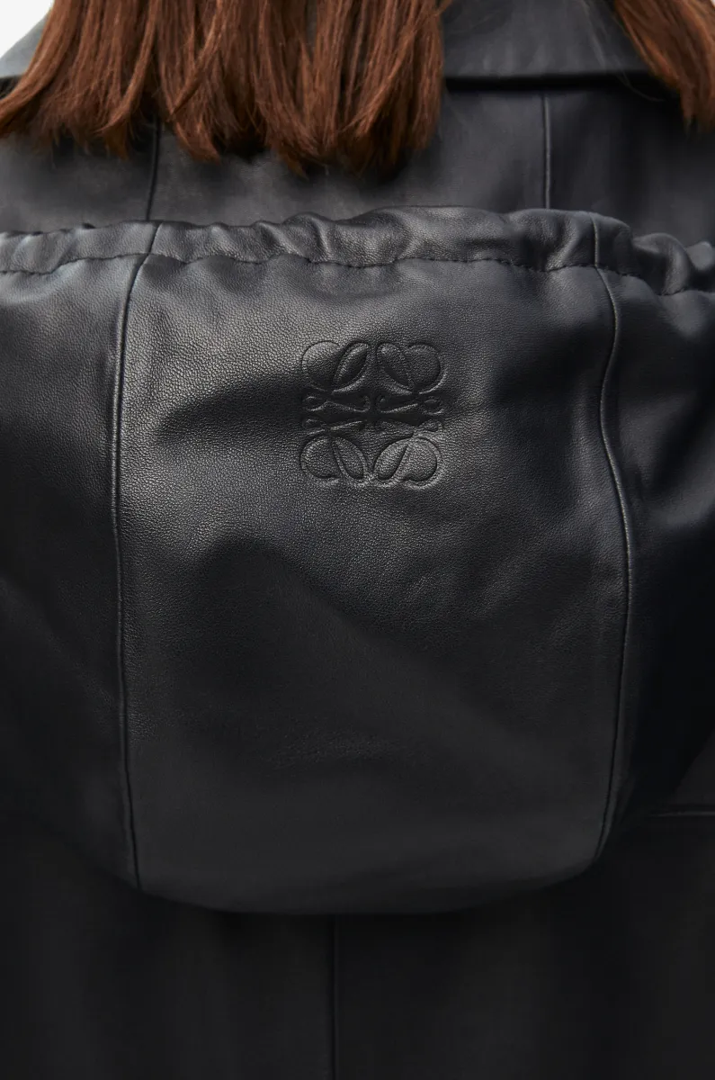 纳帕羊皮革连帽外套