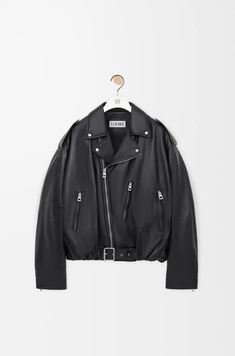 纳帕羊皮革气球机车夹克