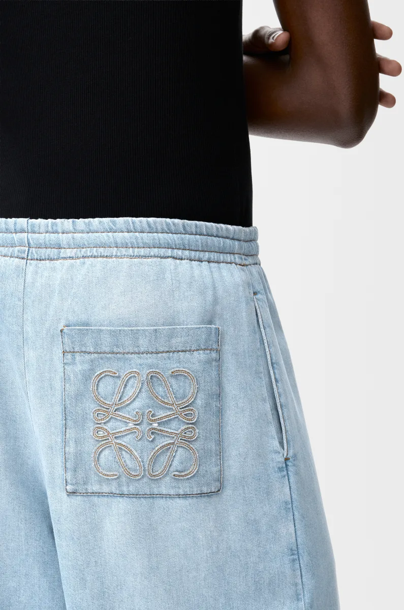 单宁布抽绳长裤