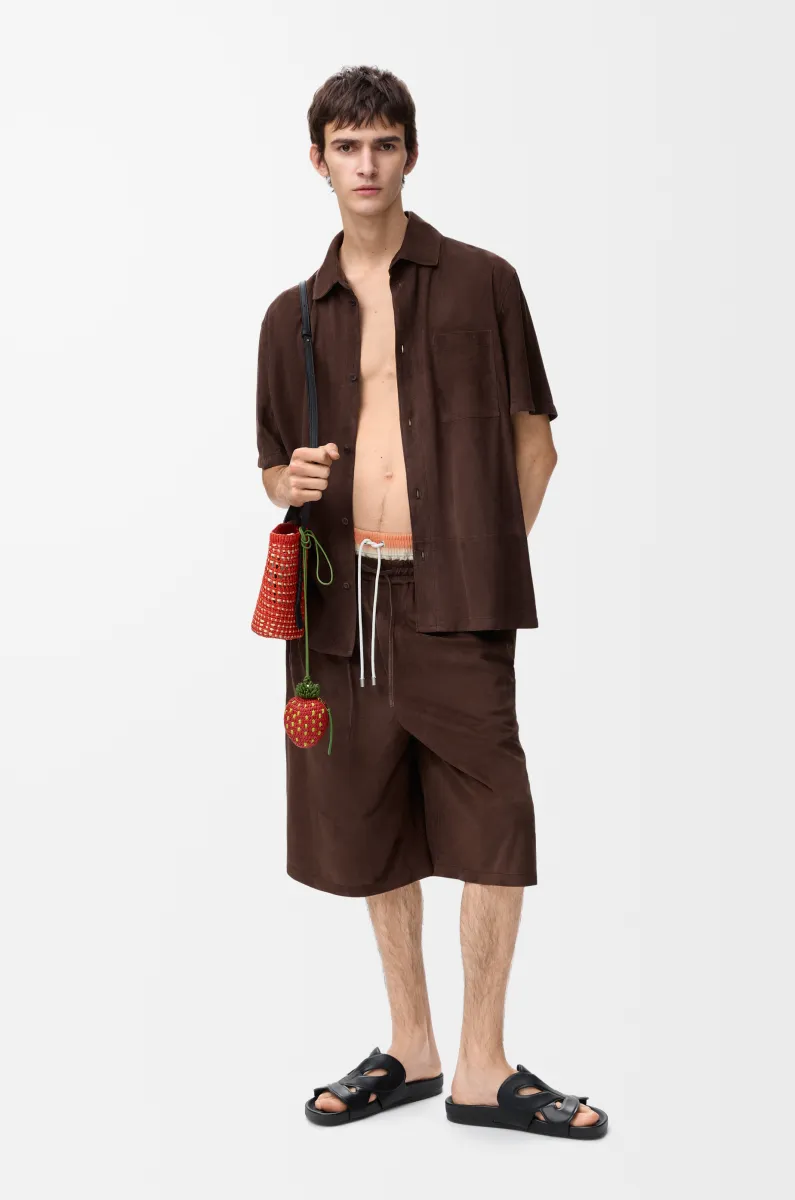 绒面羊皮革抽绳短裤