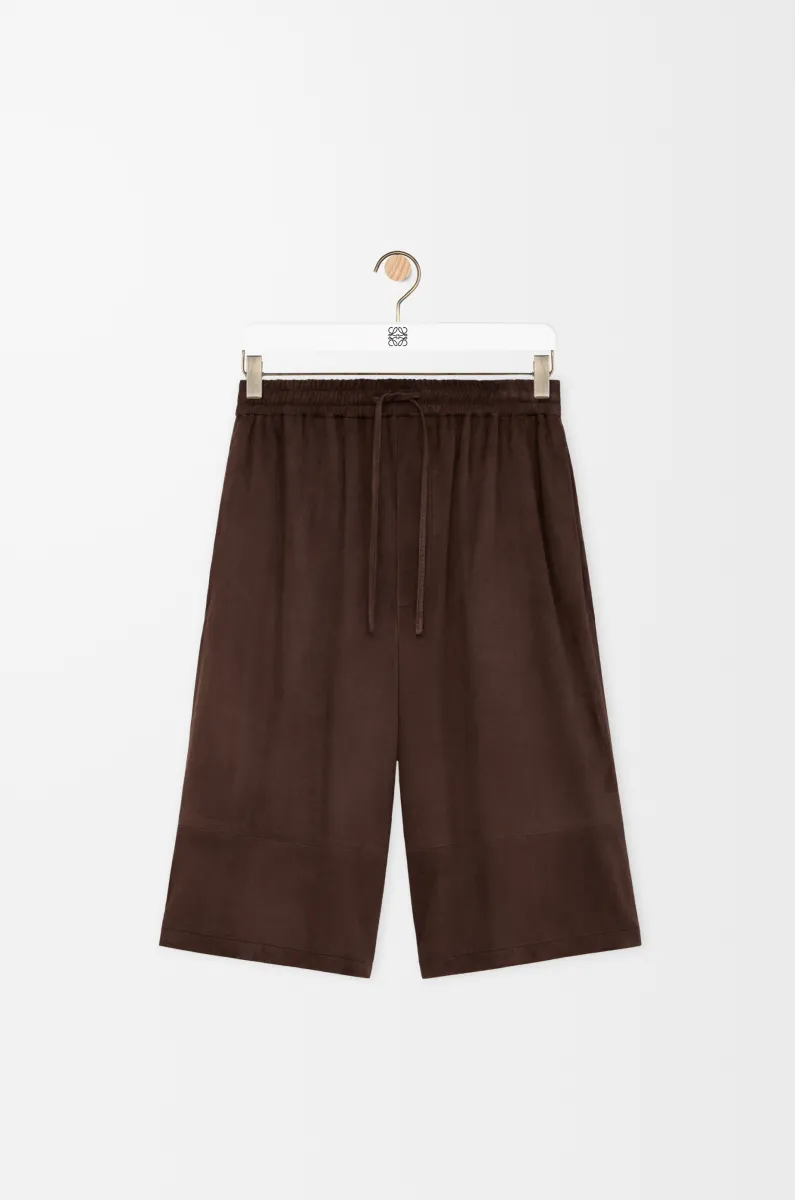 绒面羊皮革抽绳短裤