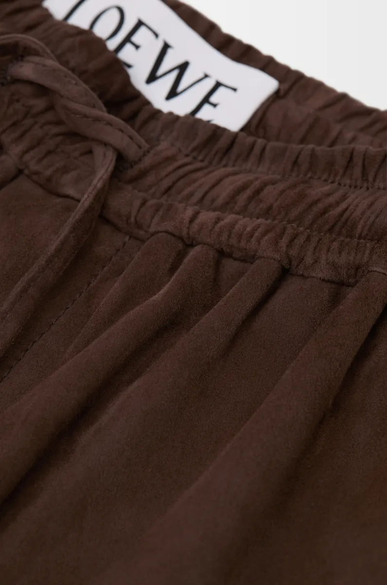 绒面羊皮革抽绳短裤