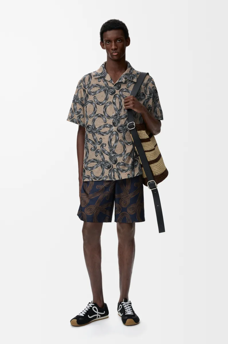 毛巾布棉质提花短袖衬衫