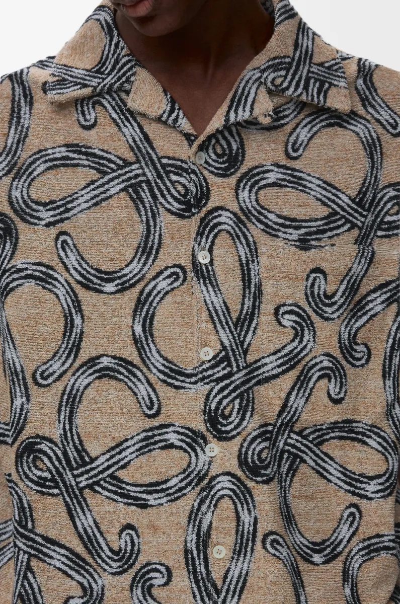 毛巾布棉质提花短袖衬衫