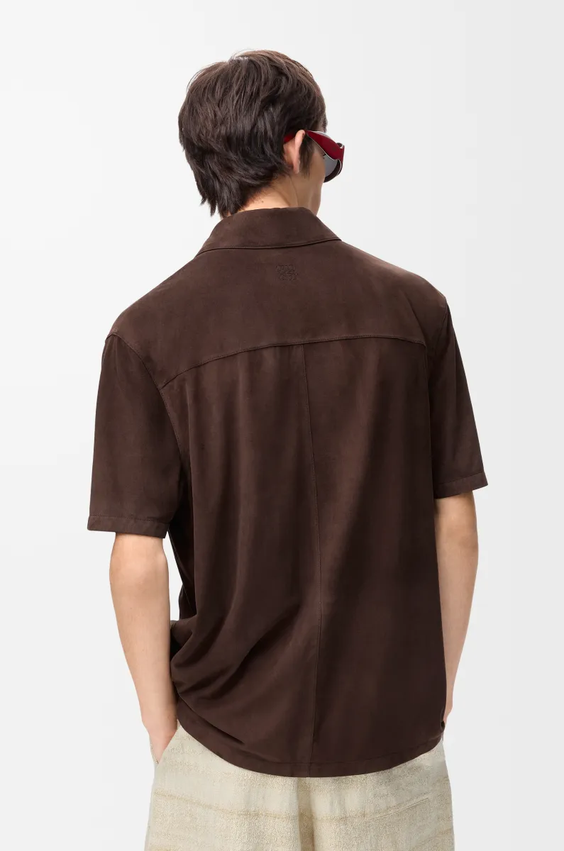 绒面羊皮革短袖衬衫