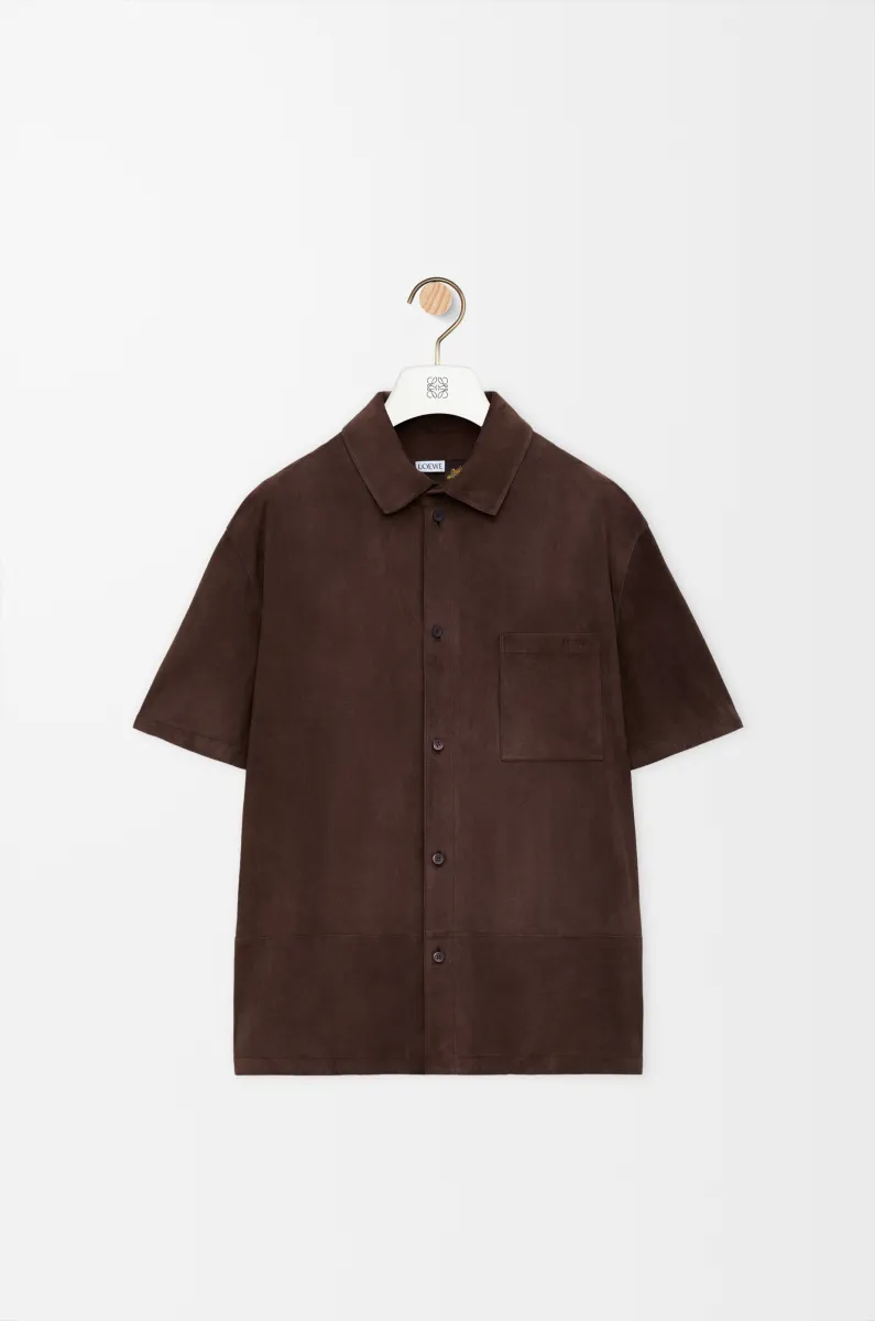 绒面羊皮革短袖衬衫