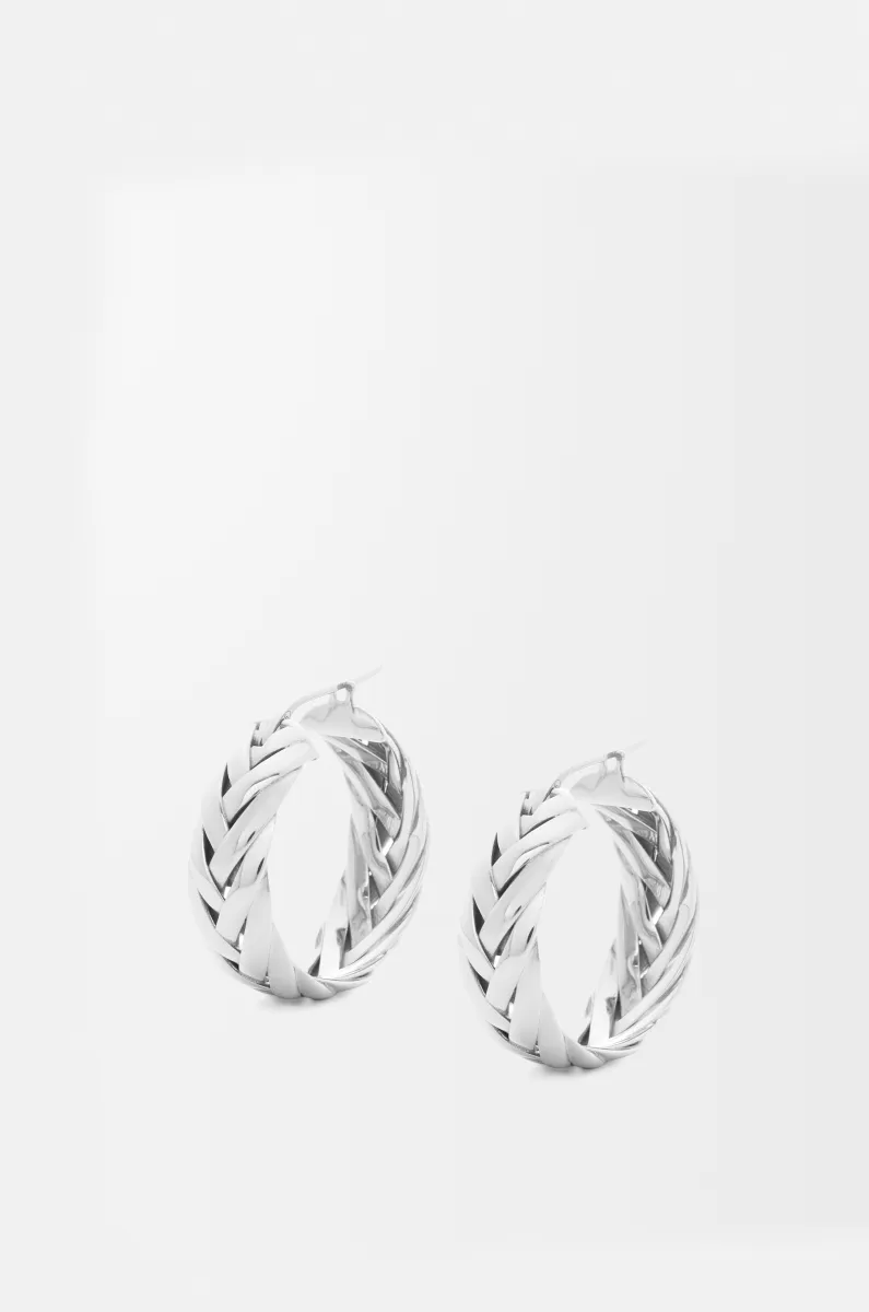 银质编织环状耳环