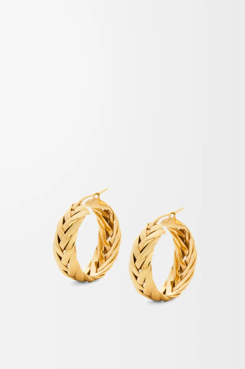 银质编织环状耳环