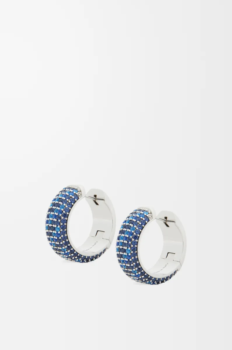 银质和水晶密镶环状耳环