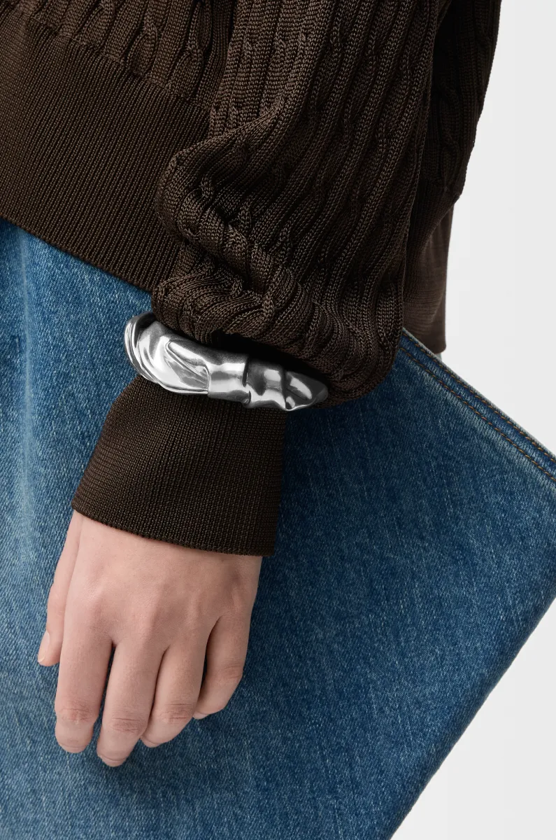 中号纳帕银质扭曲手镯