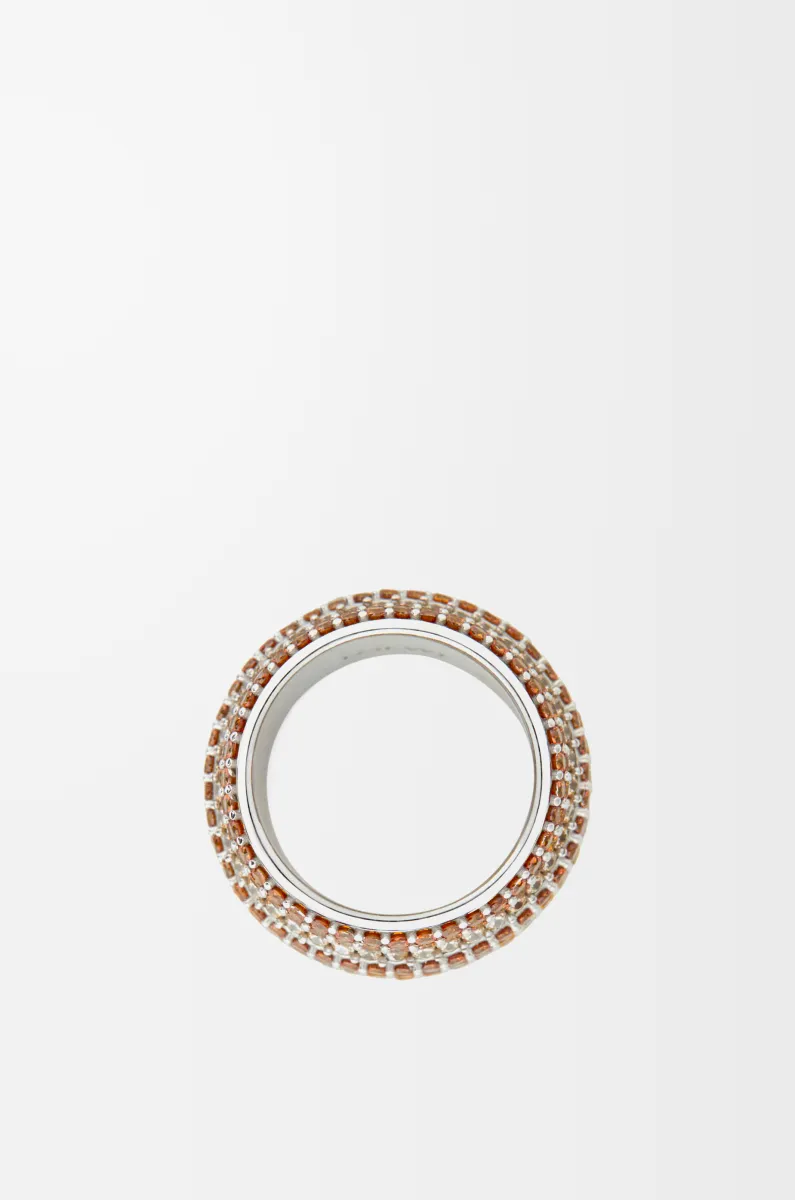 大号银质和水晶密镶戒指