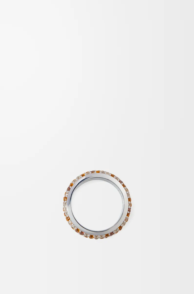 银质和水晶密镶窄版戒指