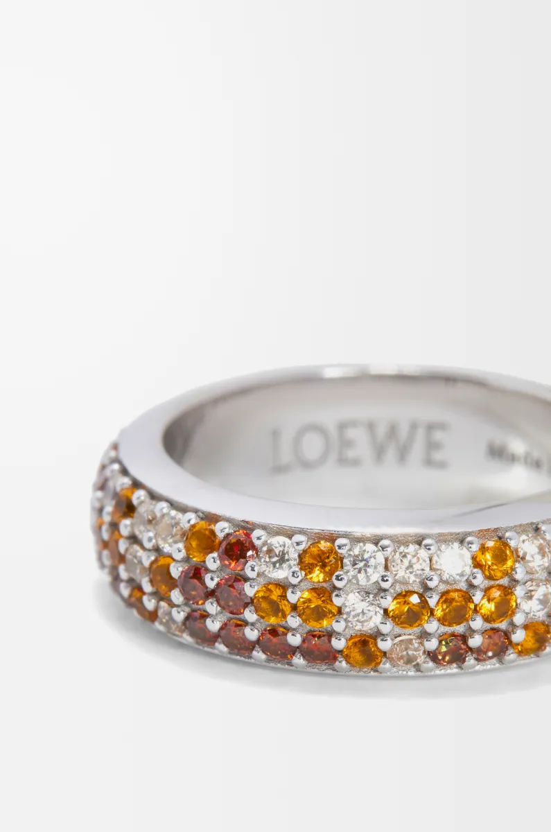 银质和水晶密镶窄版戒指