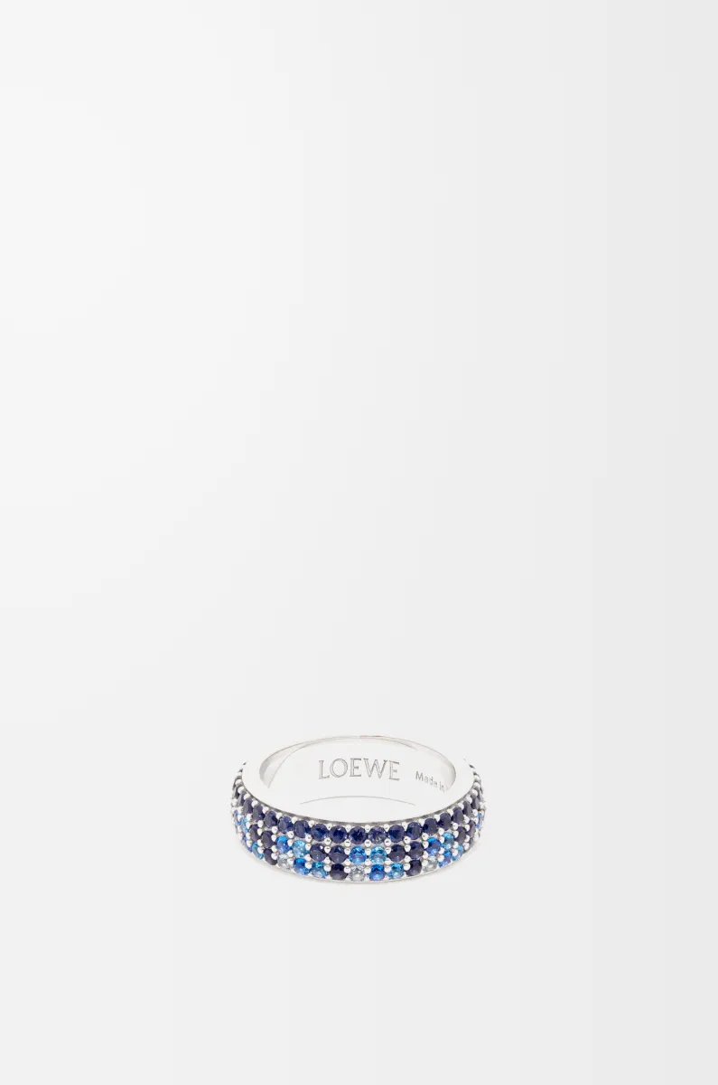 银质和水晶密镶窄版戒指