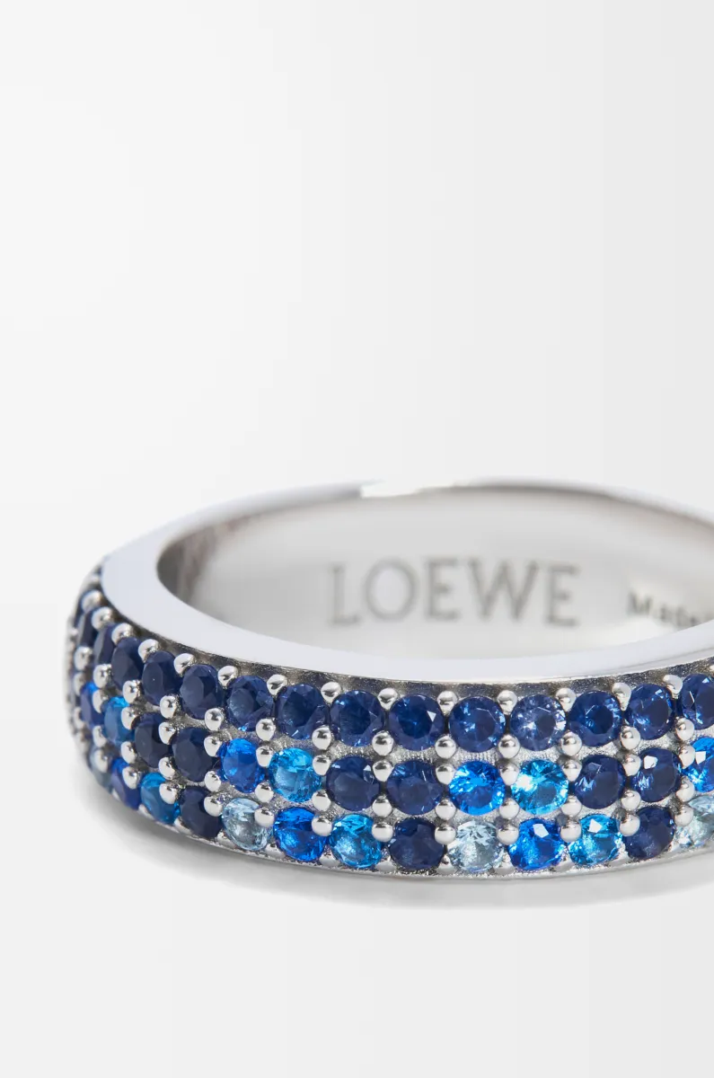 银质和水晶密镶窄版戒指