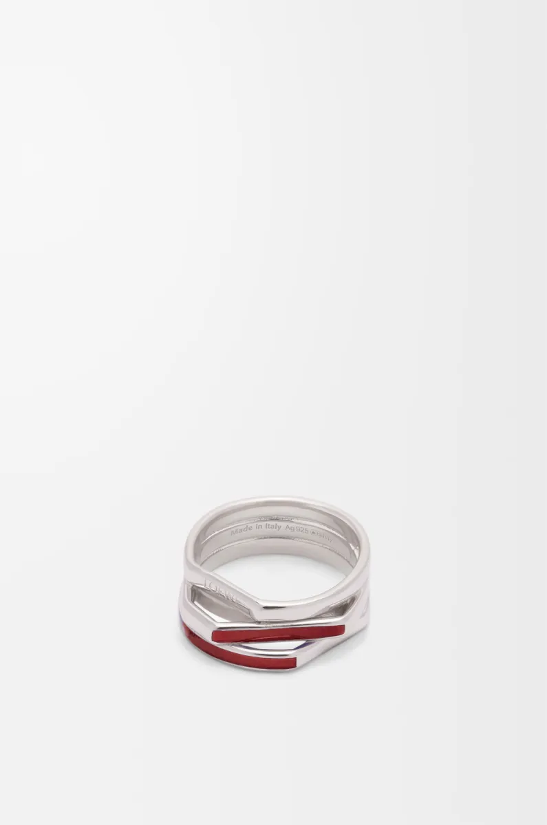 银质和珐琅堆叠戒指