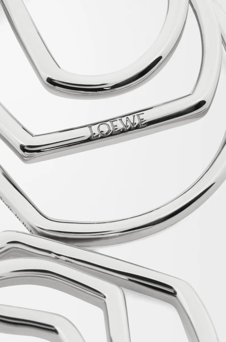 银质堆叠环状耳环