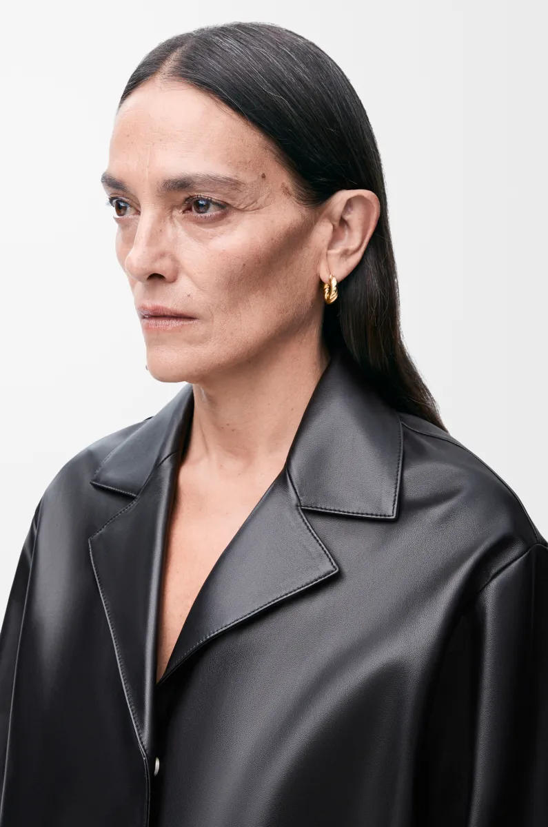 小号银质纳帕皮扭耳环