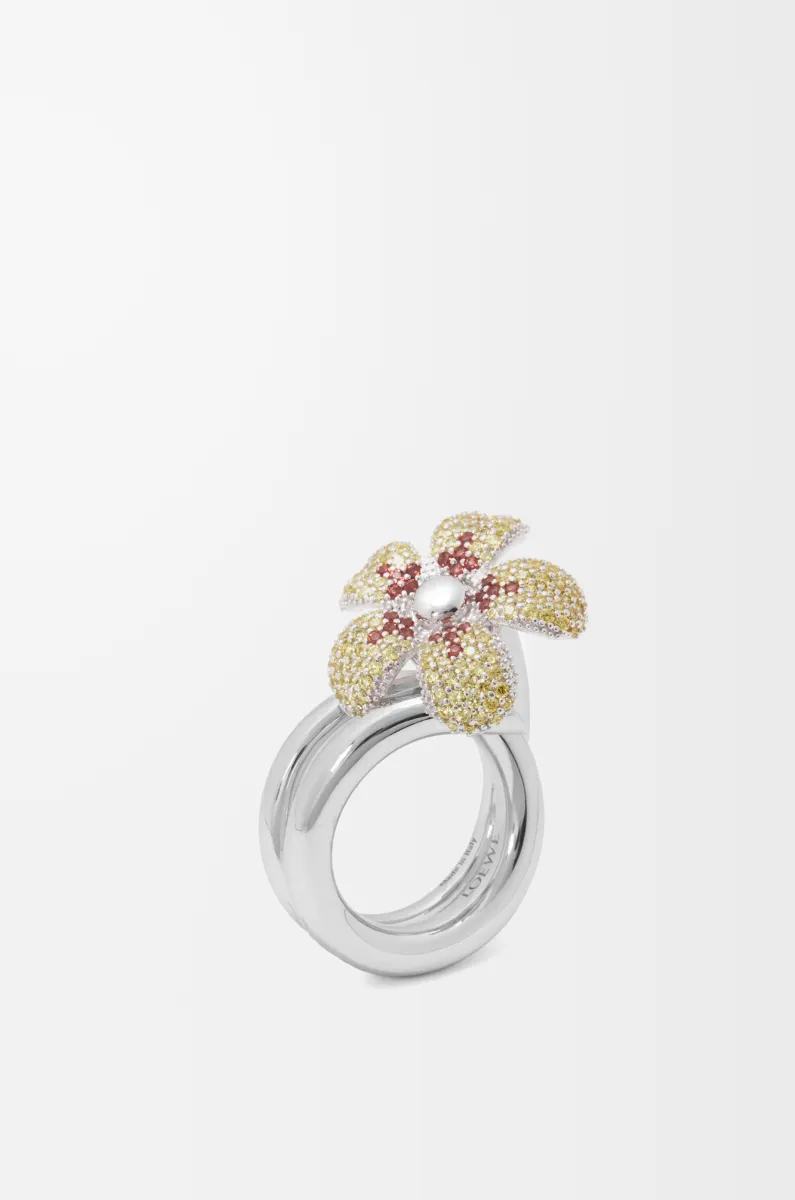 银质和水晶 Flor 戒指