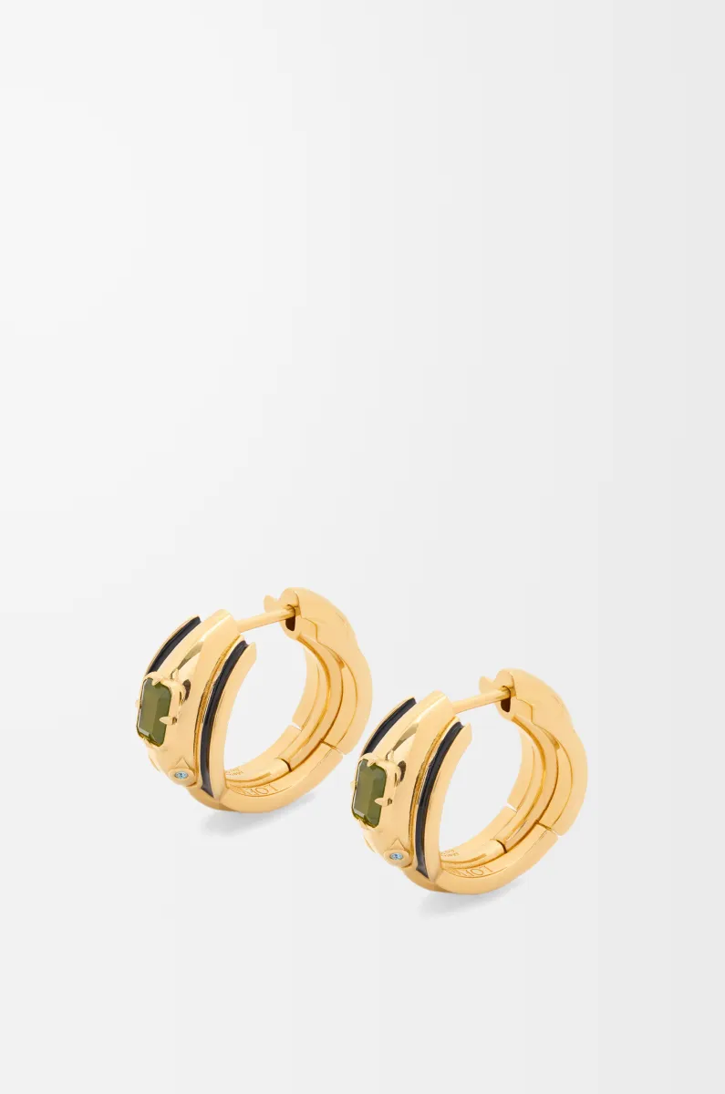 银质、水晶和玉石蛇形耳环