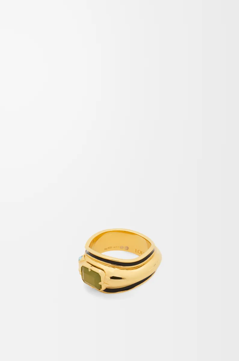 银质、水晶和玉石蛇形戒指