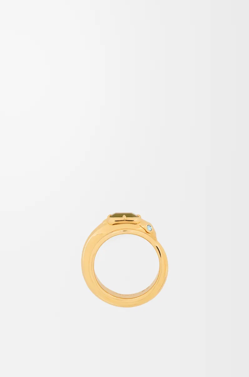 银质、水晶和玉石蛇形戒指