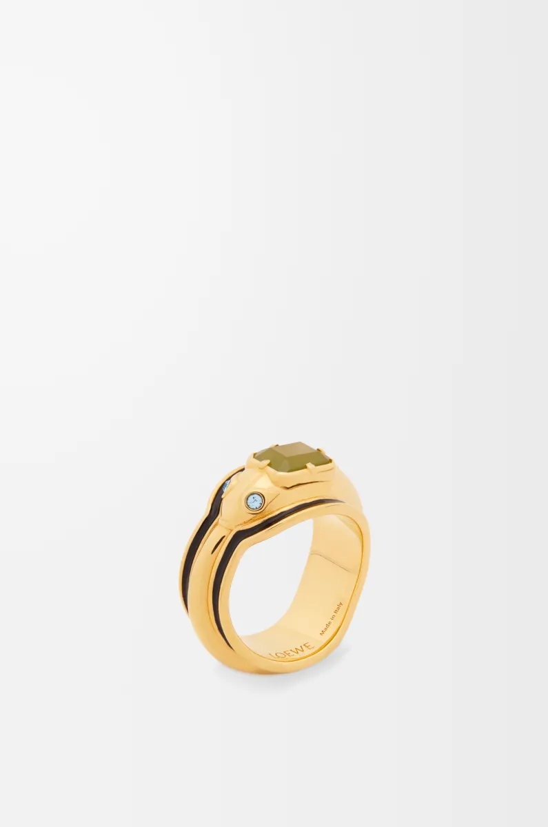 银质、水晶和玉石蛇形戒指