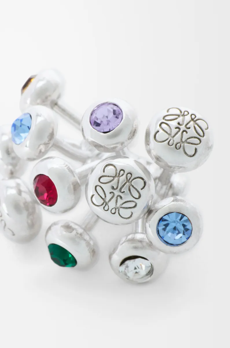 银质和水晶 Push Pin 耳环