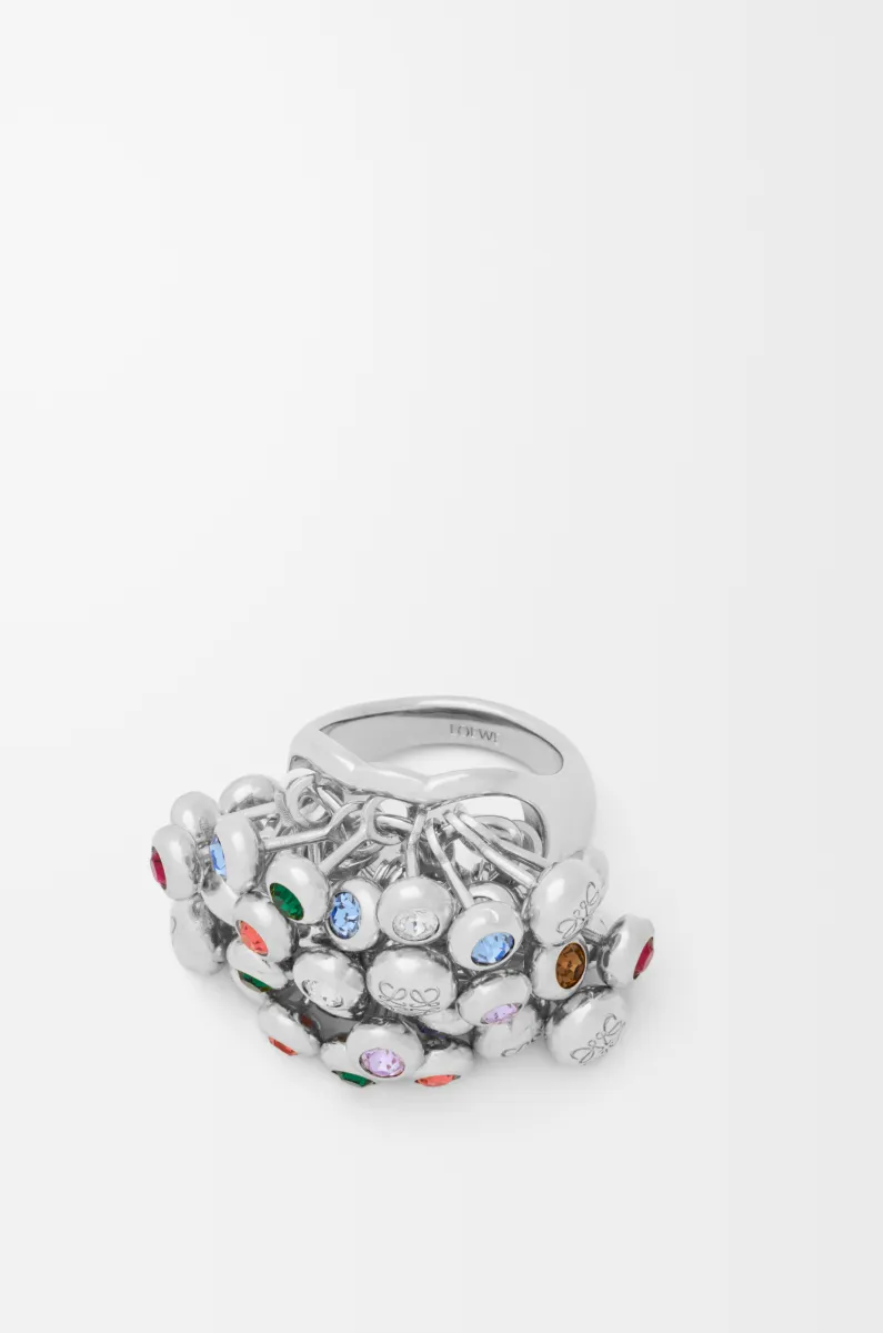 银质和水晶 Push Pin 戒指