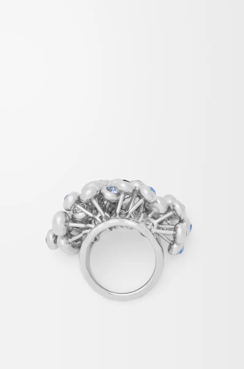 银质和水晶 Push Pin 戒指