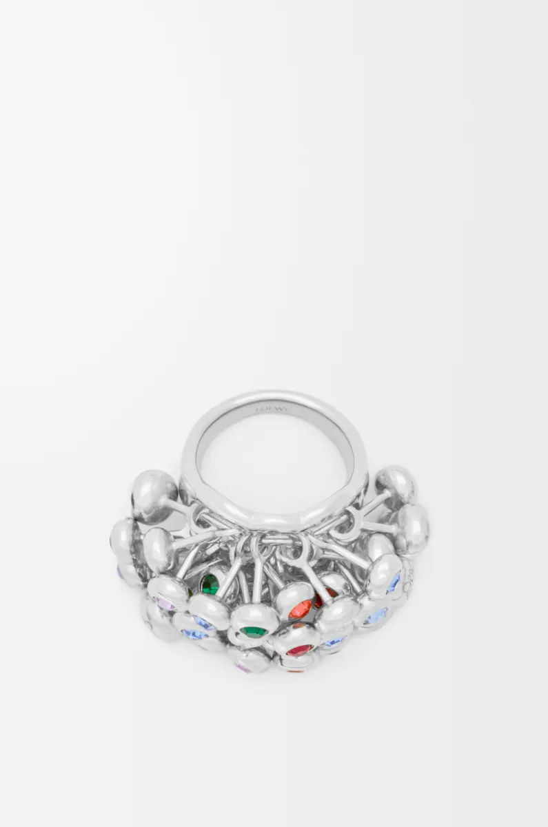 银质和水晶 Push Pin 戒指