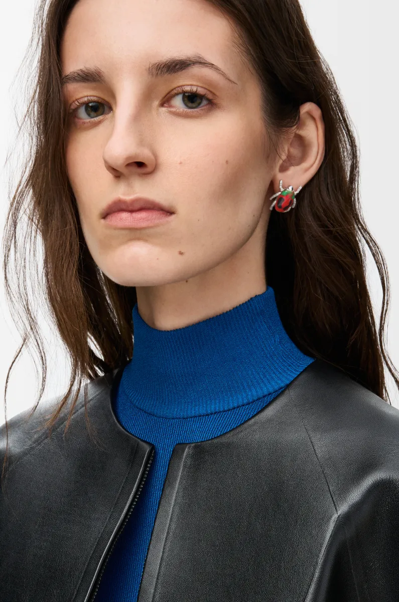 银质、珐琅和水晶耳环