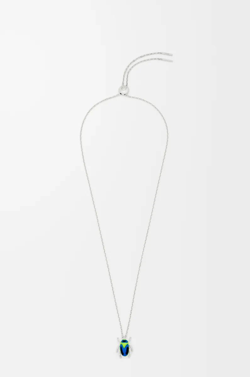 银质、珐琅和水晶项链 