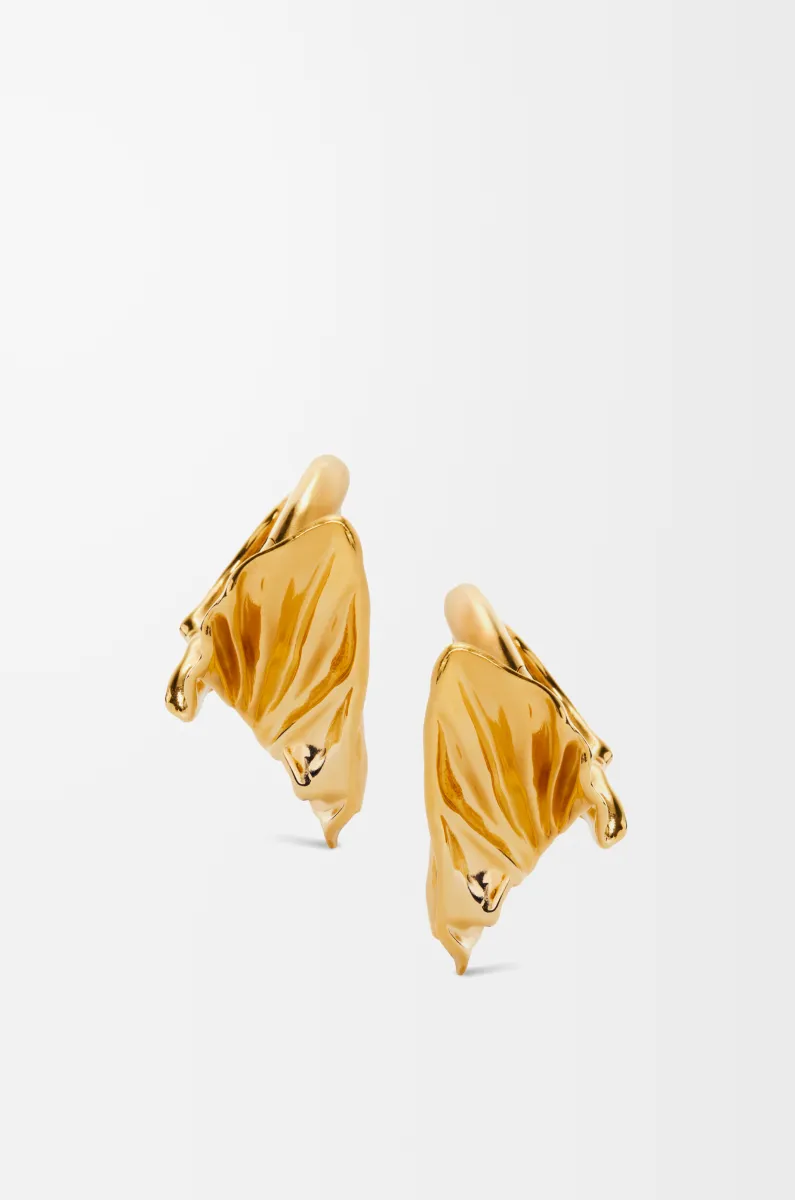 银质 Pleated Fan 环状耳环