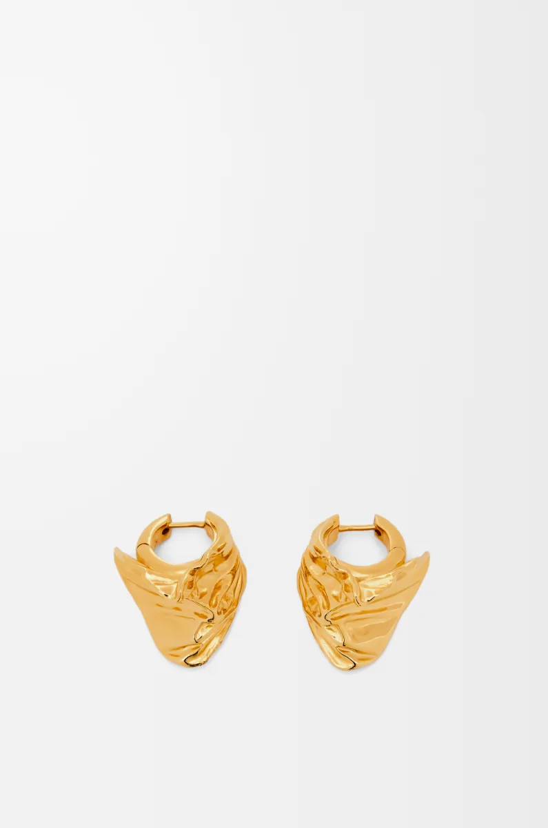 银质 Pleated Fan 环状耳环