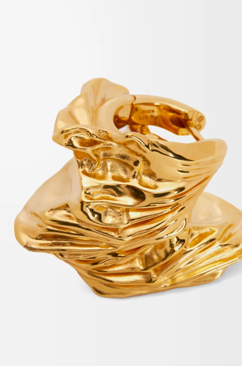 银质 Pleated Fan 环状耳环