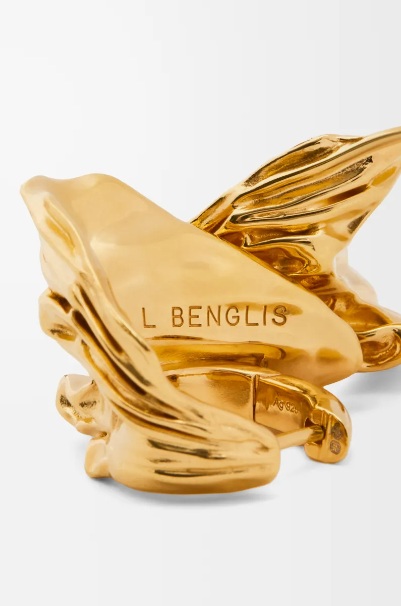 银质 Pleated Fan 环状耳环