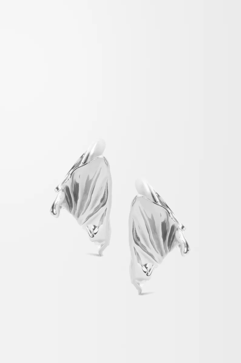 银质 Pleated Fan 环状耳环