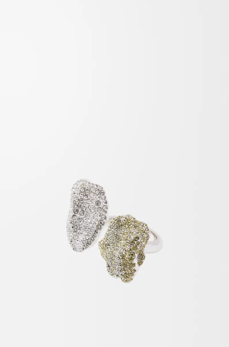 银质和水晶 Glitter Fragment 双环戒指