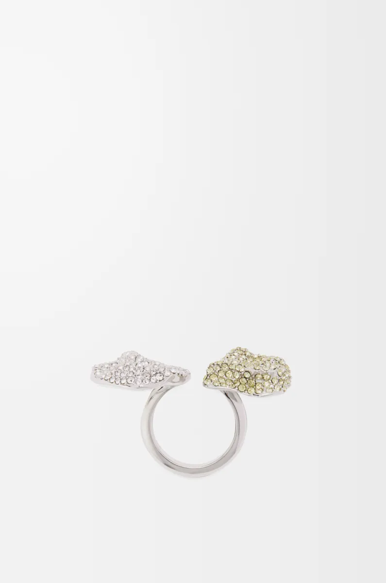 银质和水晶 Glitter Fragment 双环戒指