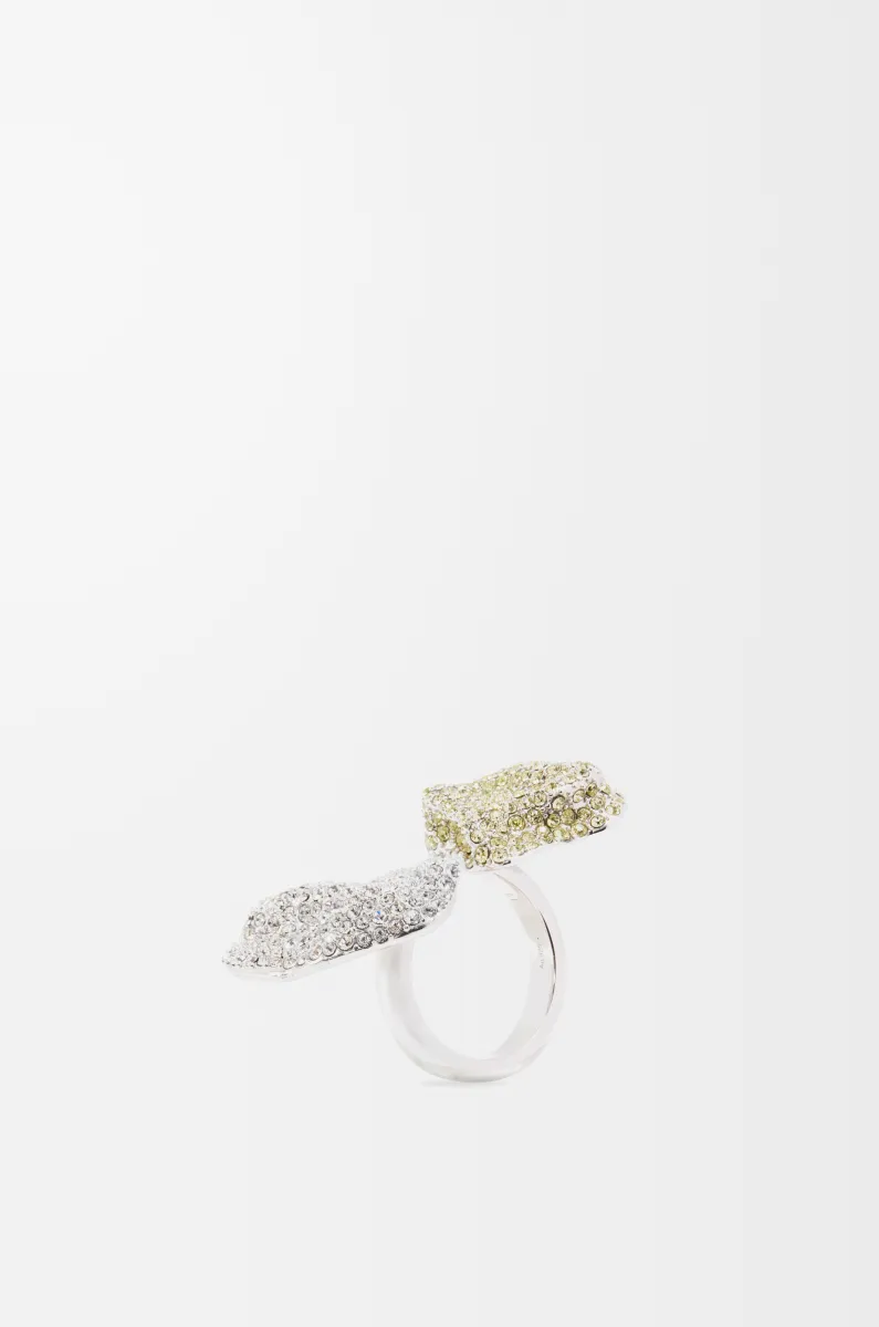 银质和水晶 Glitter Fragment 双环戒指