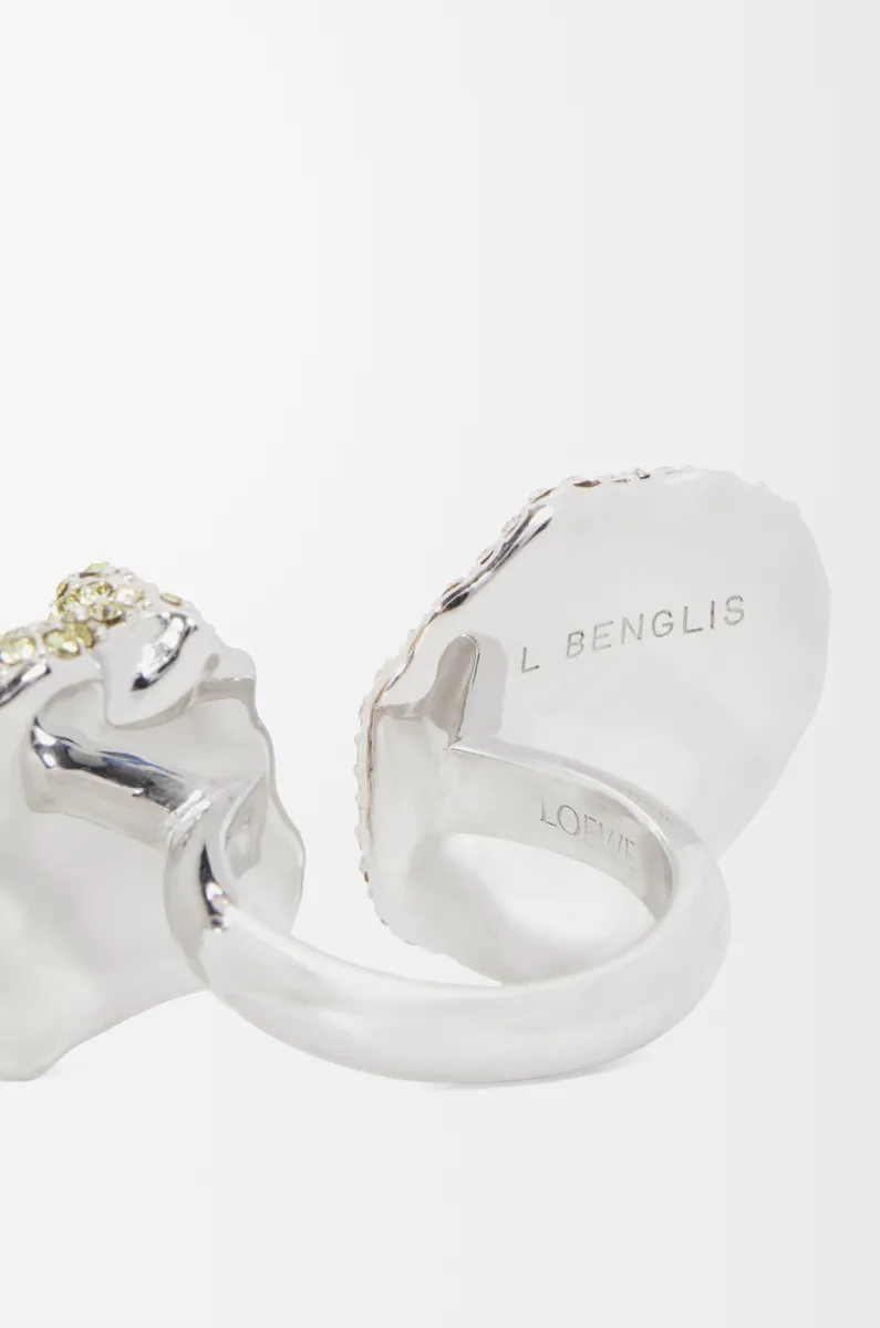 银质和水晶 Glitter Fragment 双环戒指