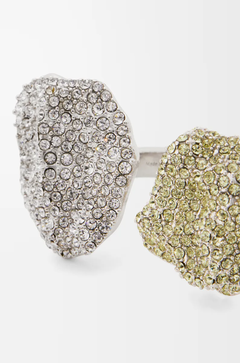 银质和水晶 Glitter Fragment 双环戒指